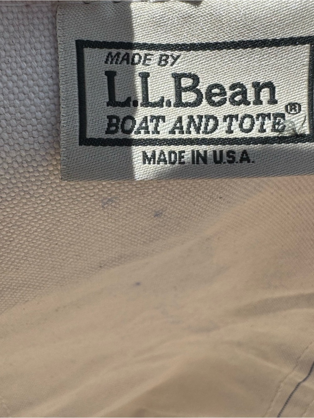 L.L.Bean Vintage Boat and Tote Canvas Tote - White with Royal Blue Trim XL - Picture 3 of 6